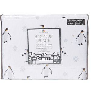 PENGUINS TWIN SIZE Flannel Sheet Set, 100% Cotton Flannel (soft & cozy)